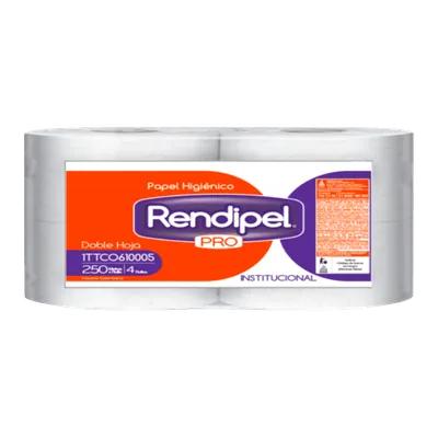 Papel higiénico industrial 250 mt doble hoja Rendipel